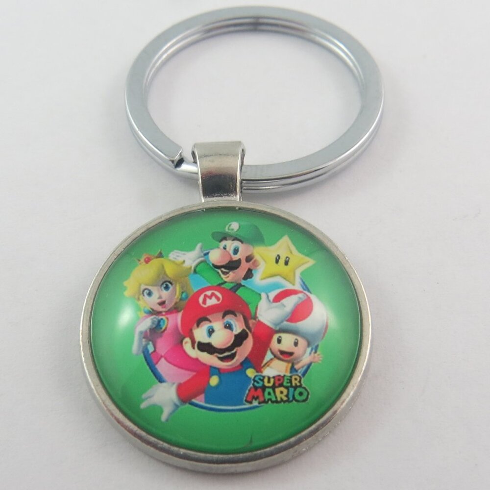 Video Game Keychain Green Background Game Characters Key Ring Fun Bag Charm Game